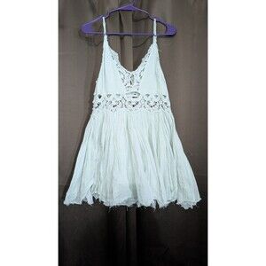 Free People FP One Lace Ilektra Slip Mini Dress XS Mint Green Boho Babydoll